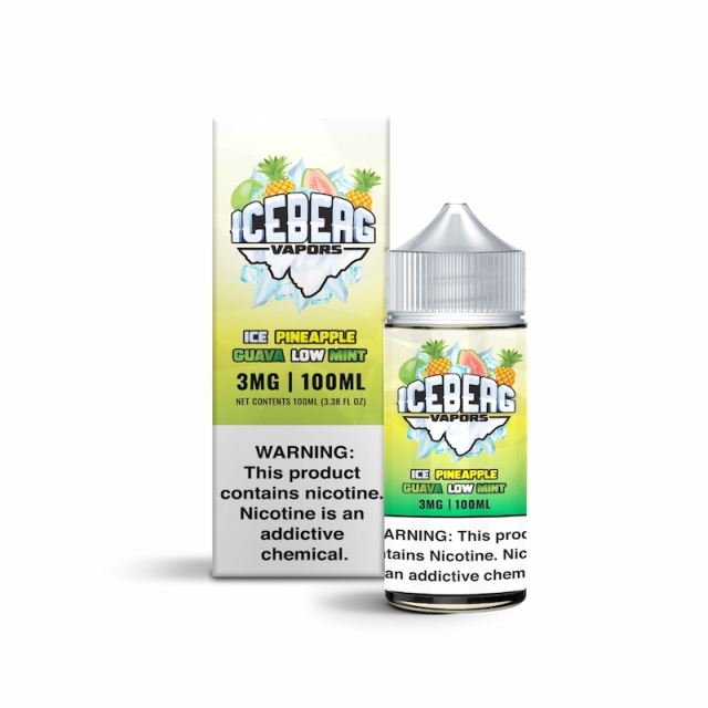 Iceberg Vapors | Ice Pineapple Guava Low Mint 100mL | Juice FreeBase Iceberg Vapors - 1